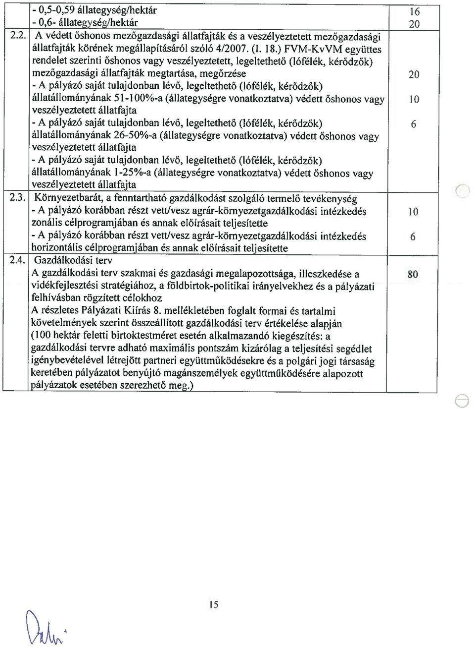 legeltethető (lófélék, kérődzők) állatállományának 51-100%-a (állategységre vonatkoztatva) védett őshonos vagy 10 veszélyeztetett állatfajta - A pályázó saját tulajdonban lévő, legeltethető (lófélék,