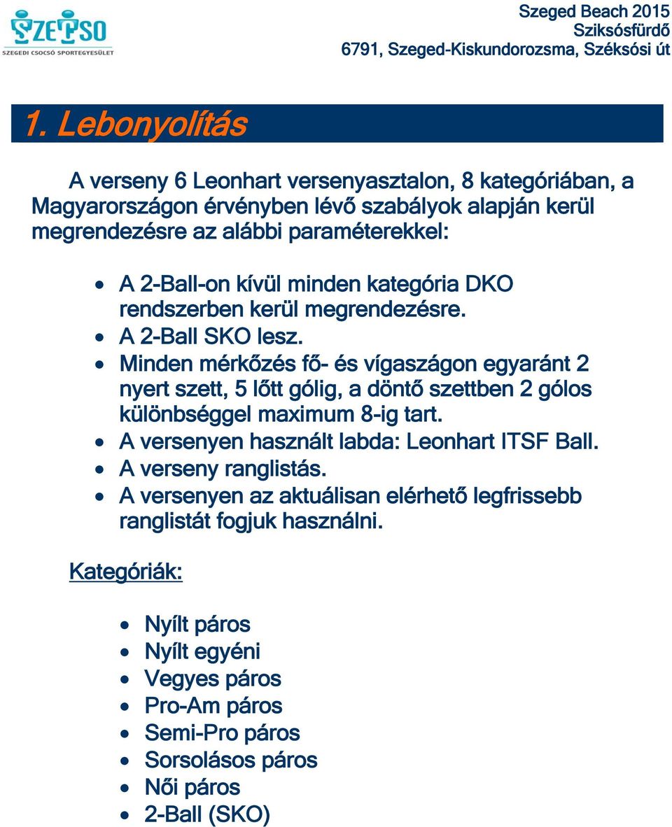 Minden mérkőzés fő- és vígaszágon egyaránt 2 nyert szett, 5 lőtt gólig, a döntő szettben 2 gólos különbséggel maximum 8-ig tart.