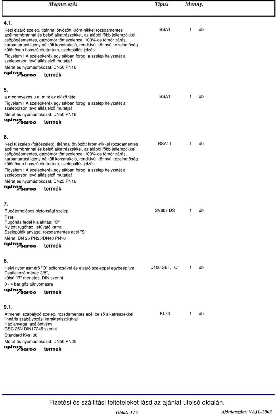 Kézi tszelep (fojtószelep), titánnal ötvözött króm-nikkel rozsdamentes acélmembránnal és bels alkatrészekkel, az alábbi fbb jellemzkkel: csöpögésmentes, gáztömör tömszelence, 00%-os tömör zárás,