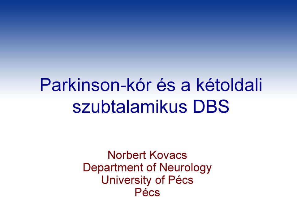 Norbert Kovacs Department