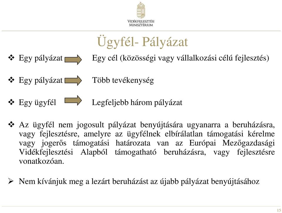 ügyfélnek elbírálatlan támogatási kérelme vagy jogerős támogatási határozata van az Európai Mezőgazdasági Vidékfejlesztési