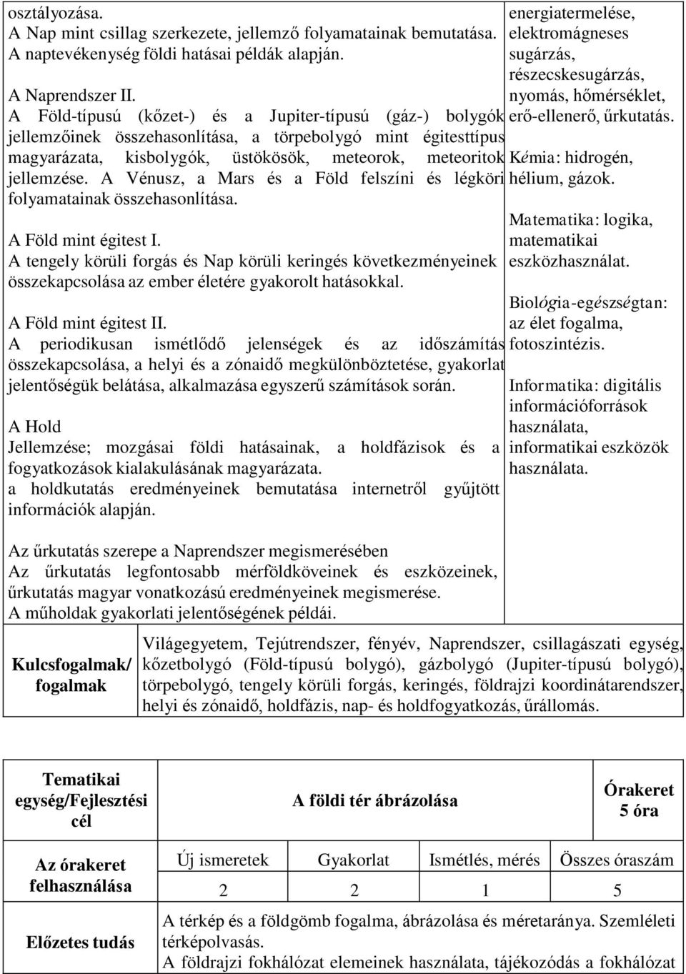 A Vénusz, a Mars és a Föld felszíni és légköri folyamatainak összehasonlítása. A Föld mint égitest I.