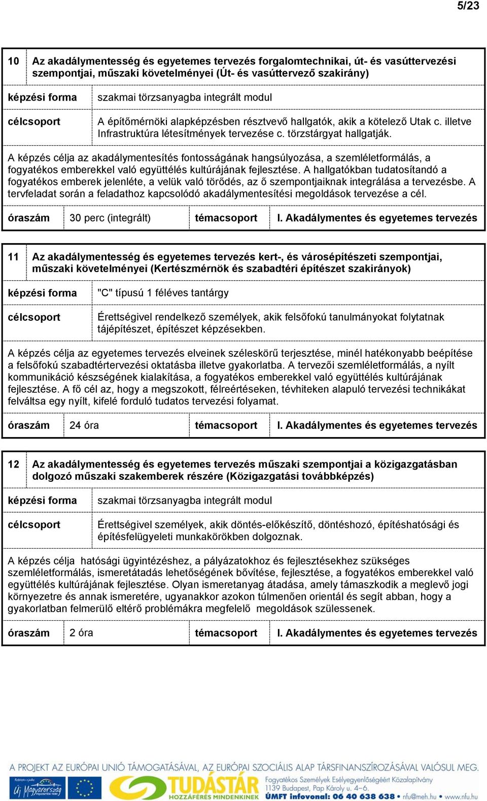 A képzés célja az akadálymentesítés fontosságának hangsúlyozása, a szemléletformálás, a fogyatékos emberekkel való együttélés kultúrájának fejlesztése.