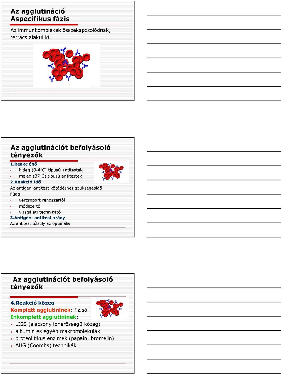 Reakció idő Az antigén-antitest kötődéshez szükségesidő Függ: vércsoport rendszertől módszertől vizsgálati technikától 3.