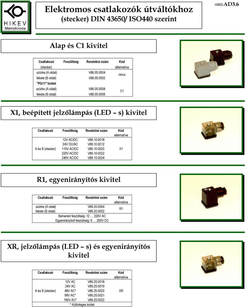 10.0024 R1, egyenirányítós kivitel szürke (A oldal) V86.20.