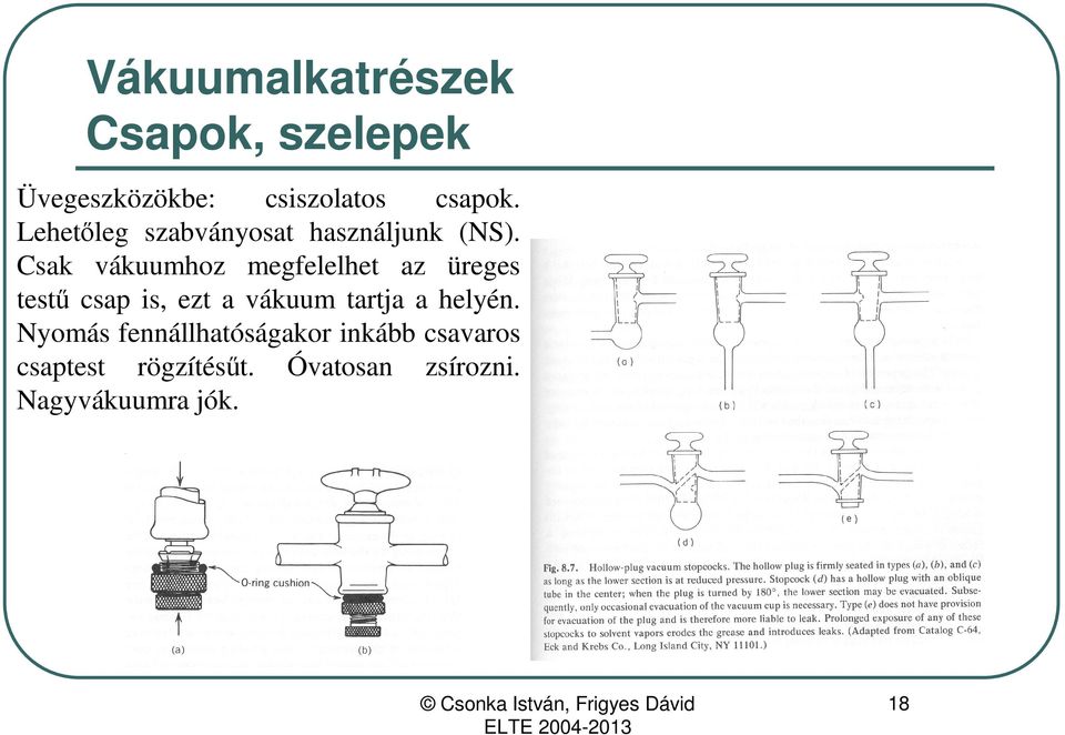 Csak vákuumhoz megfelelhet az üreges testű csap is, ezt a vákuum