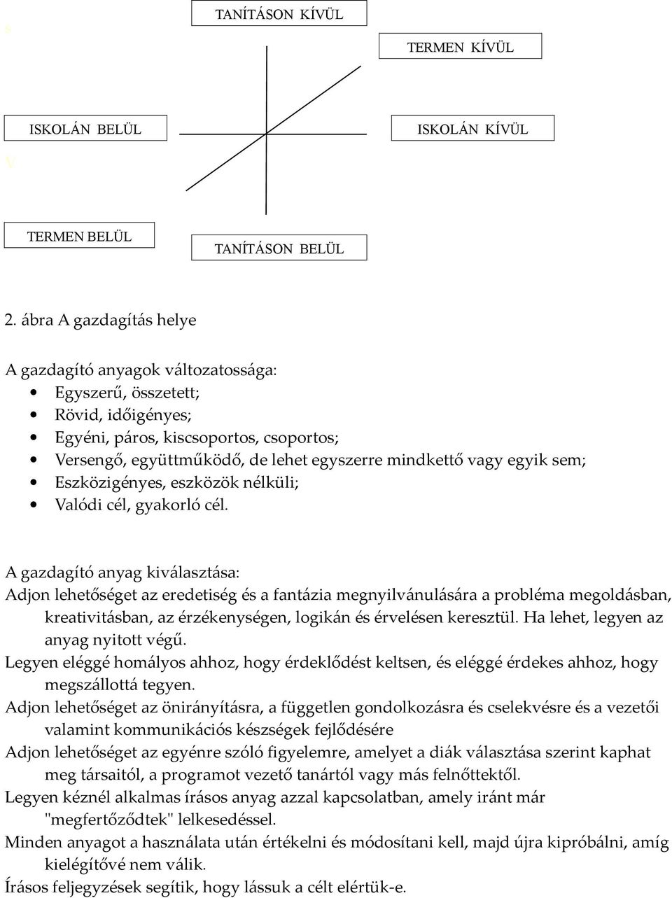 egyik sem; Eszközigényes, eszközök nélküli; Valódi cél, gyakorló cél.