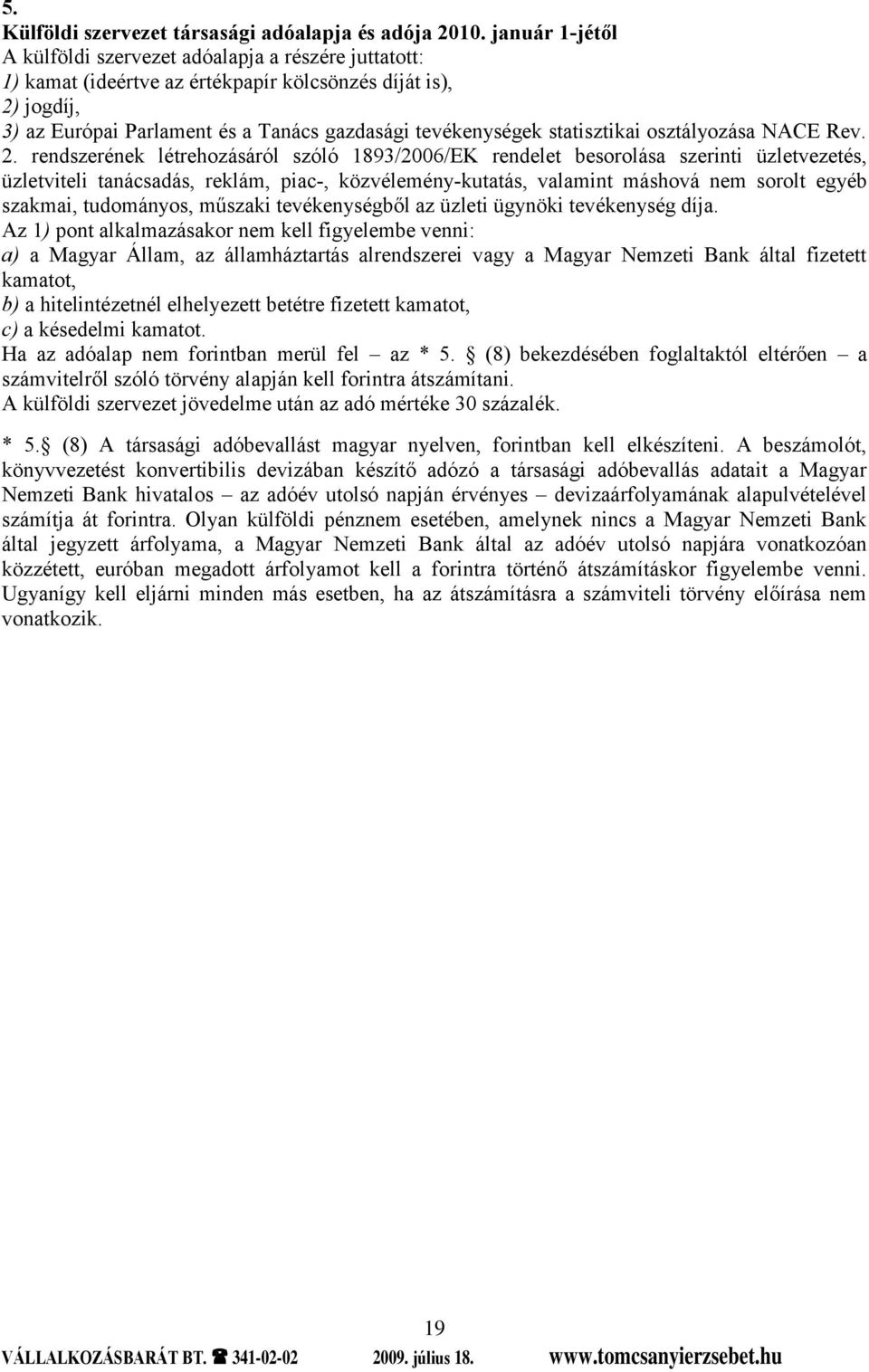 statisztikai osztályozása NACE Rev. 2.