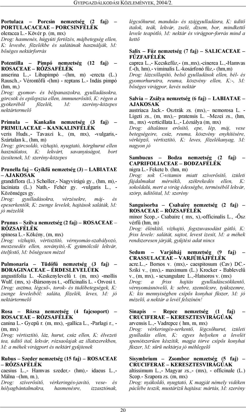 ,- Libapimpó (hm, m) -erecta (L.) Rausch.,- Vérontőfű -(hm) - reptans L.