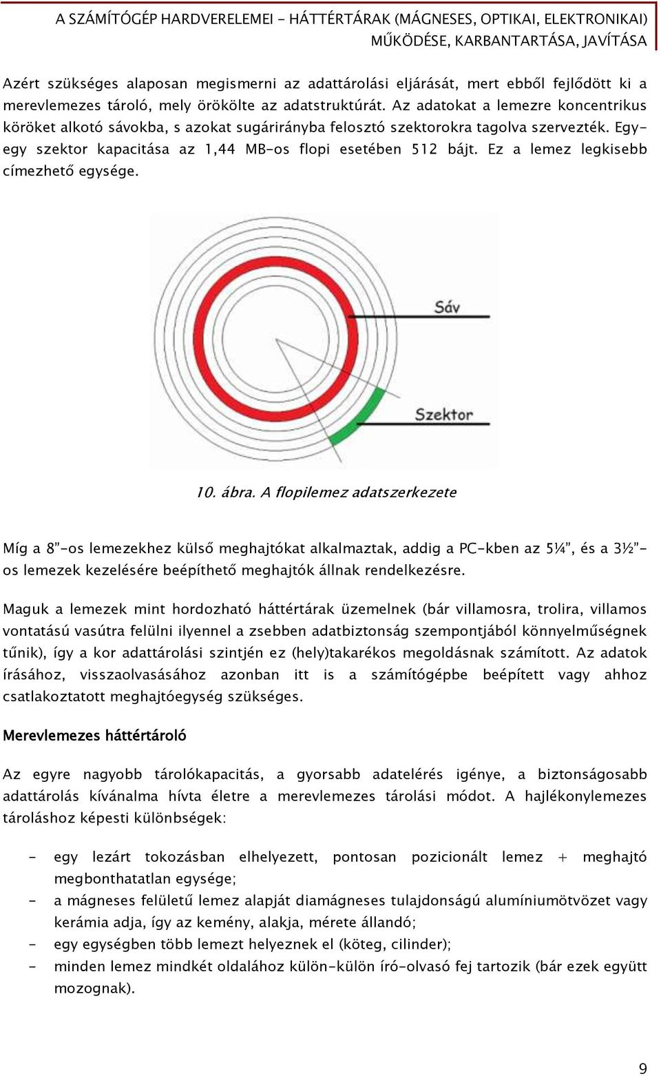 Ez a lemez legkisebb címezhető egysége. 10. ábra.