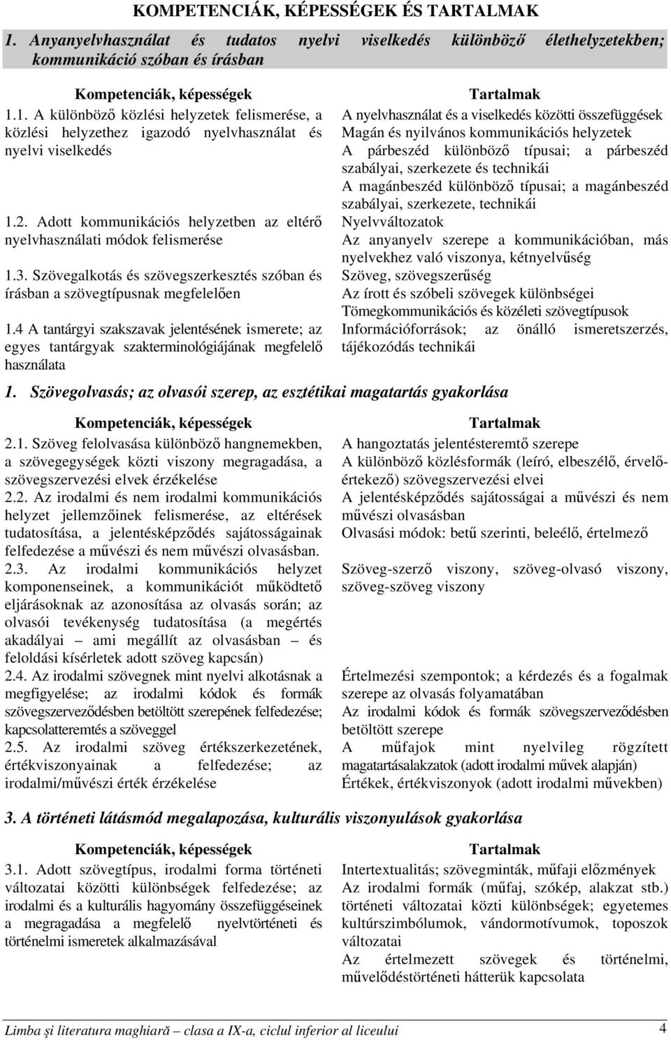 4 A tantárgyi szakszavak jelentésének ismerete; az egyes tantárgyak szakterminológiájának megfelelő használata A nyelvhasználat és a viselkedés közötti összefüggések Magán és nyilvános kommunikációs