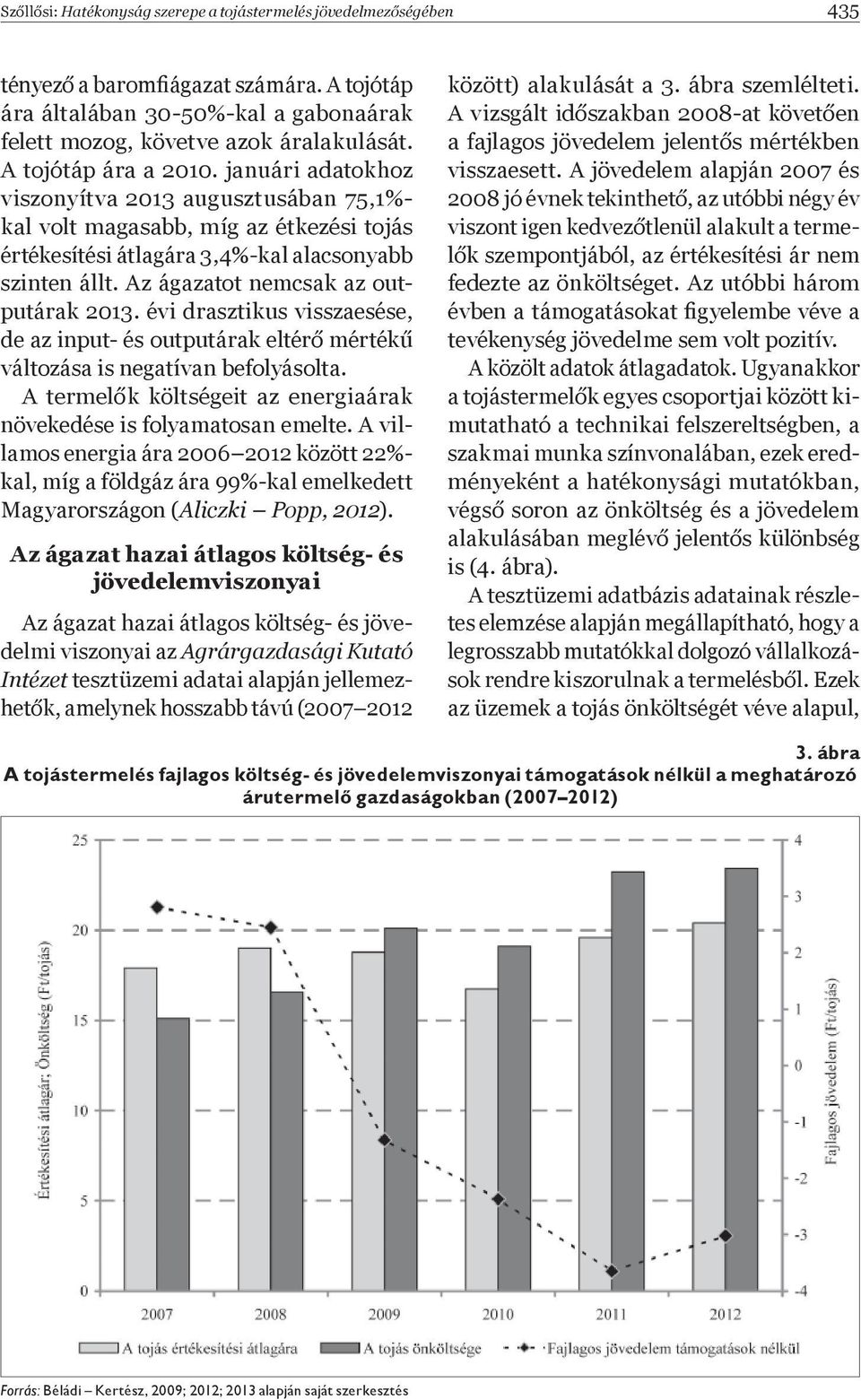 Az ágazatot nemcsak az outputárak 2013. évi drasztikus visszaesése, de az input- és outputárak eltér mérték változása is negatívan befolyásolta.