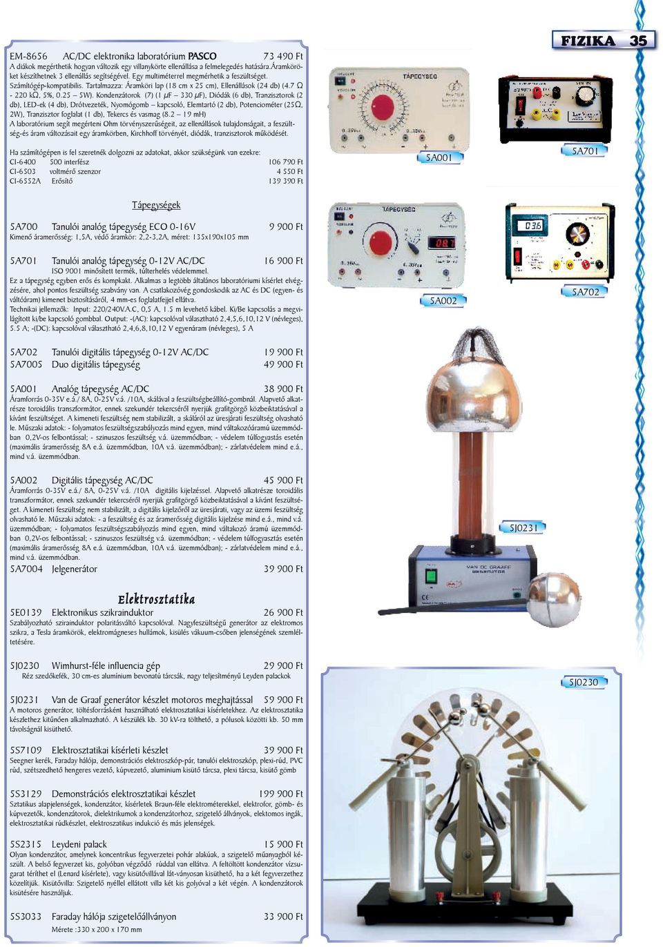 Kondenzátorok (7) (1 µf 330 µf), Diódák (6 db), Tranzisztorok (2 db), LED-ek (4 db), Drótvezeték, Nyomógomb kapcsoló, Elemtartó (2 db), Potenciométer (25Ω, 2W), Tranzisztor foglalat (1 db), Tekercs