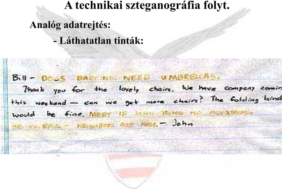 Analóg adatrejtés: -