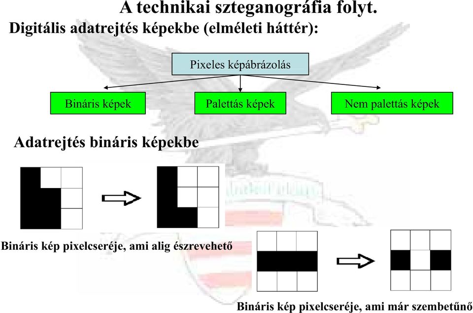 képábrázolás Bináris képek Palettás képek Nem palettás képek