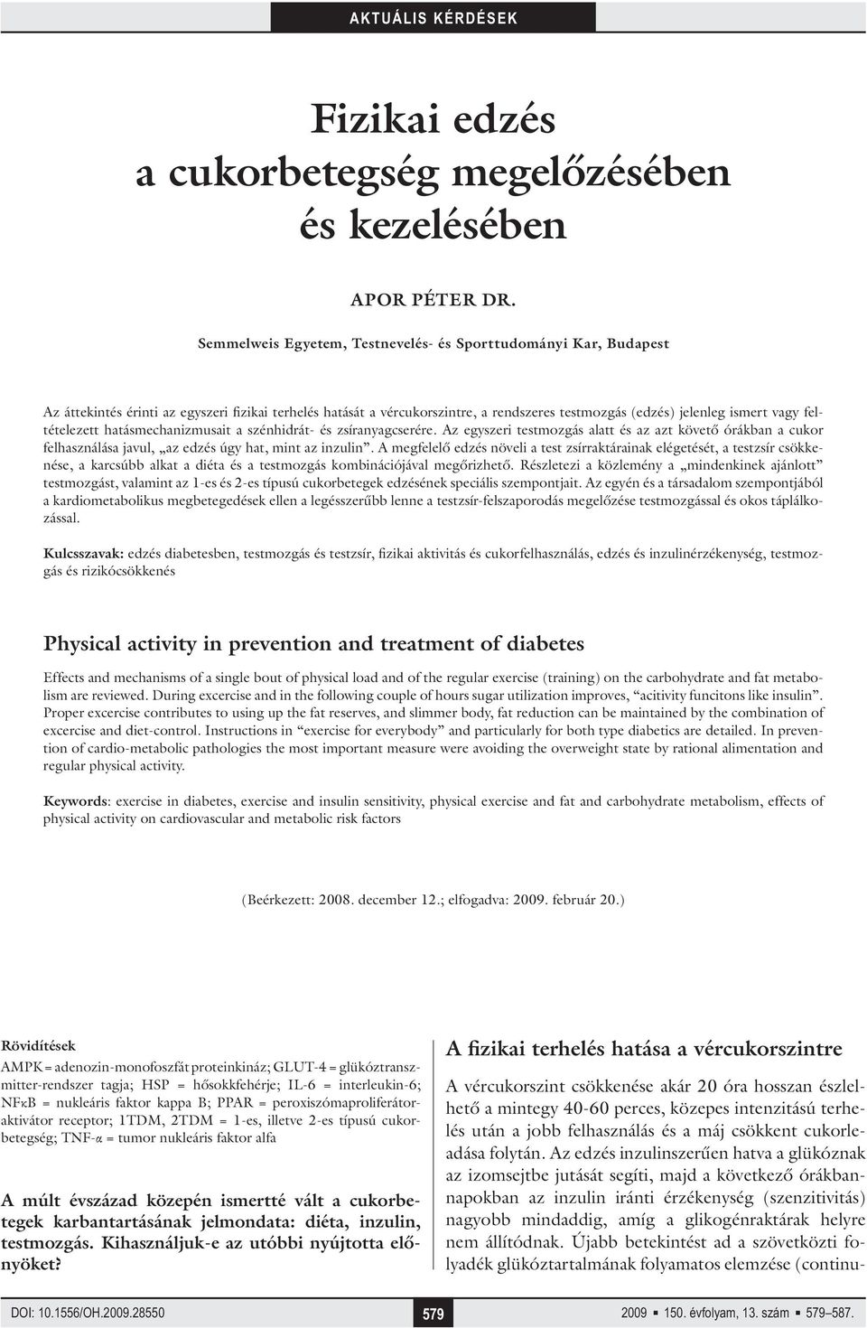 Fizikai Edzés A Cukorbetegség Megelőzésében És Kezelésében | PDF