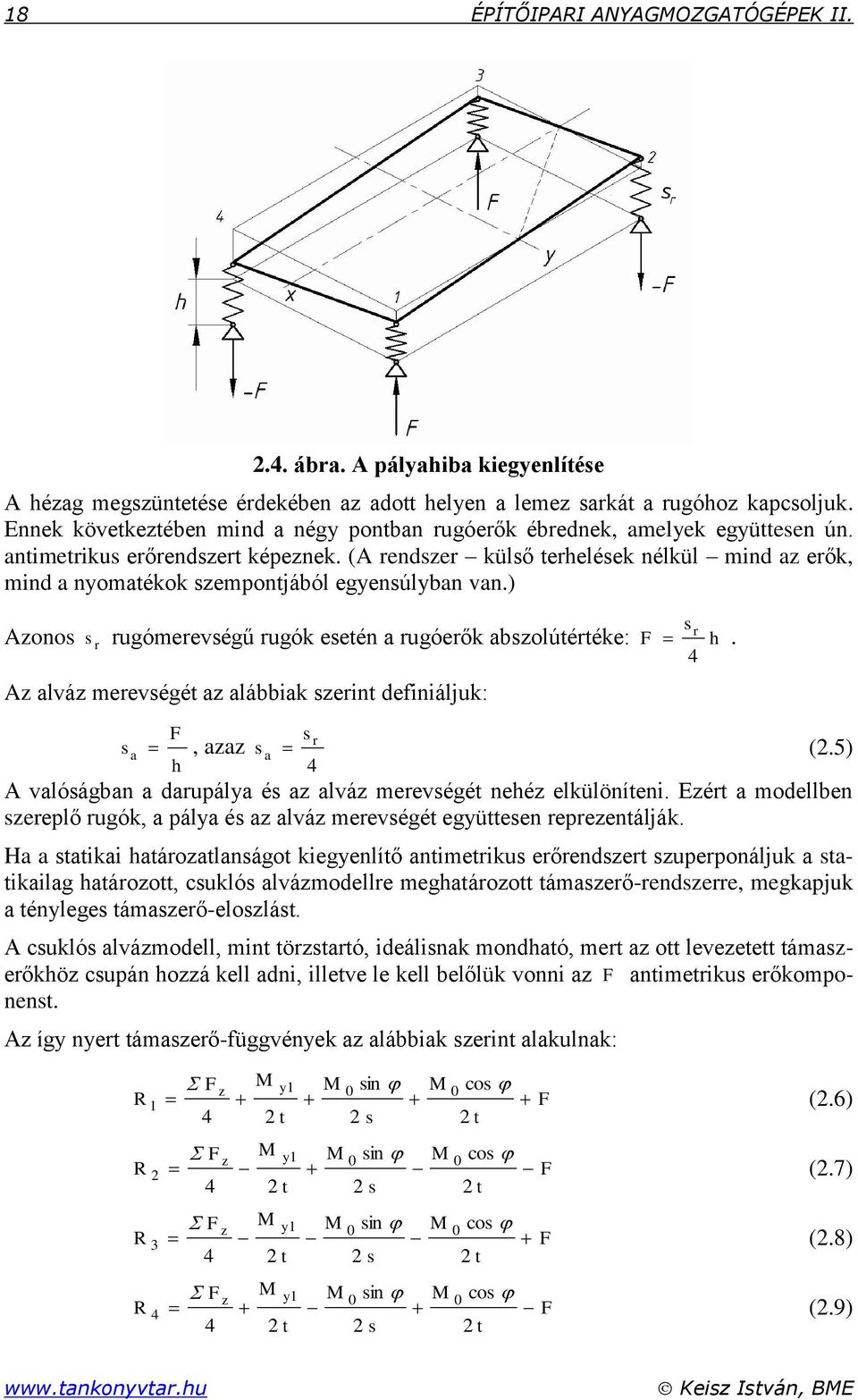 (A rendszer külső terhelések nélkül mind az erők, mind a nyomatékok szempontjából egyensúlyban van.) s.
