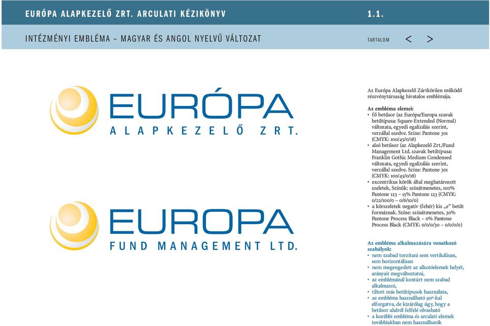 Európa Alapkezelő Zrt. arculati kézikönyv EURÓPA - PDF Ingyenes letöltés