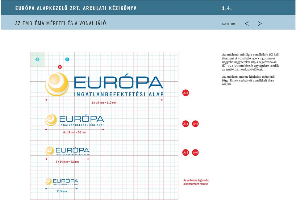 INGATLANBEFEKTETÉSI ALAP A/2 Az embléma mérete kiadvány méretétôl függ. Ennek szabályait a mellékelt ábra rögzíti.