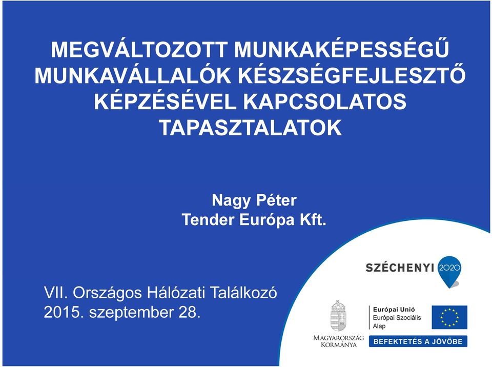 TAPASZTALATOK Nagy Péter Tender Európa Kft.