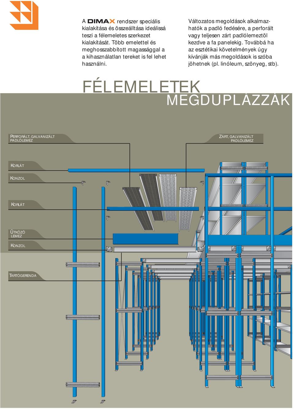 Változatos megoldások alkalmazhatók a padló fedésére, a perforált vagy teljesen zárt padlólemeztöl kezdve a fa panelekig.