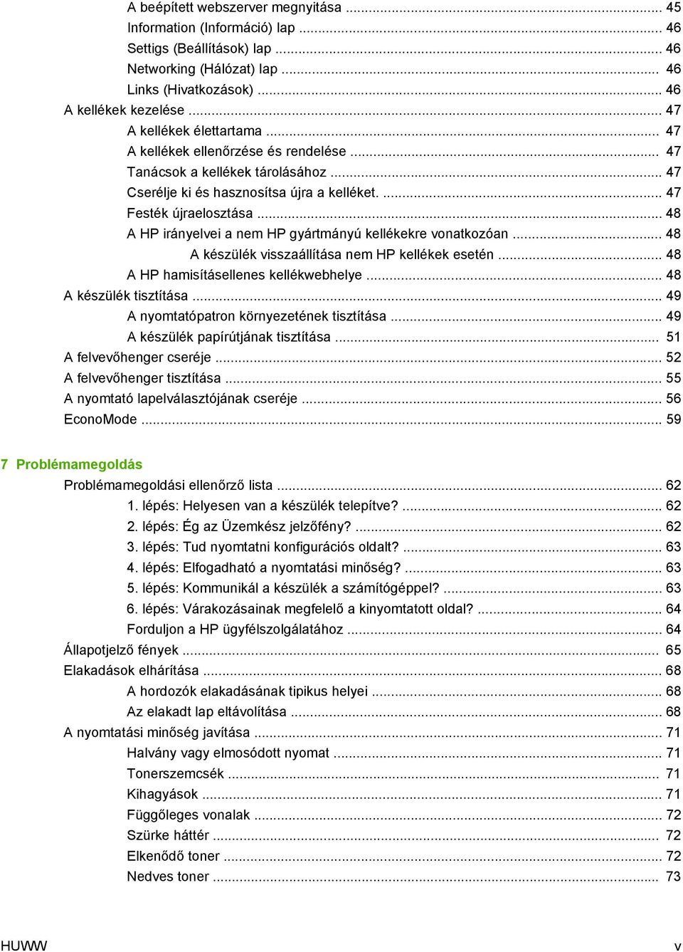 HP LaserJet P1000 és P1500 sorozat Felhasználói kézikönyv - PDF Ingyenes  letöltés
