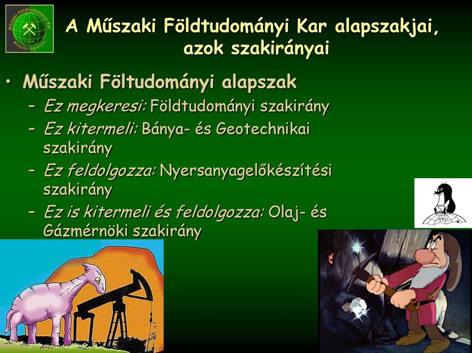 kitermeli: Bánya- és Geotechnikai szakirány Ez feldolgozza: