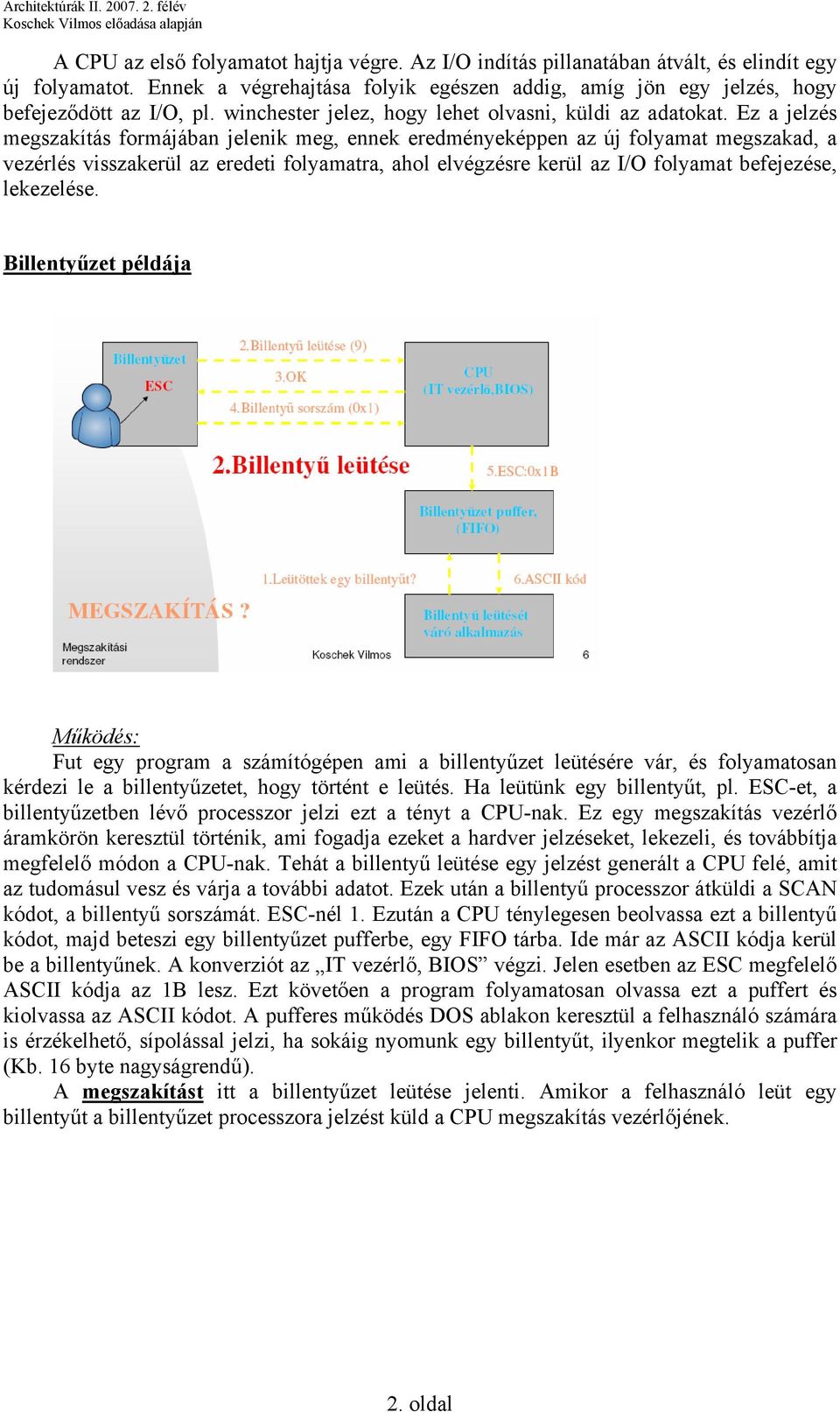 Ez a jelzés megszakítás formájában jelenik meg, ennek eredményeképpen az új folyamat megszakad, a vezérlés visszakerül az eredeti folyamatra, ahol elvégzésre kerül az I/O folyamat befejezése,