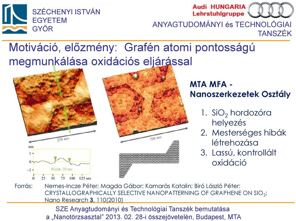 Lassú, kontrollált oxidáció Forrás: Nemes-Incze Péter; Magda Gábor; Kamarás Katalin; Biró