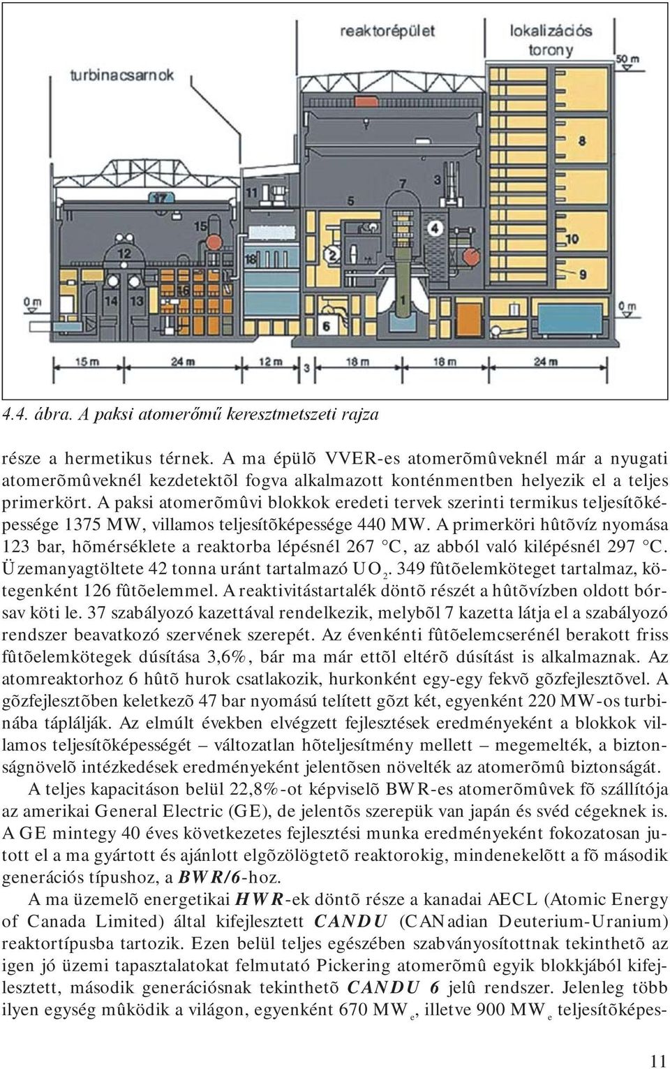 A paksi atomerõmûvi blokkok eredeti tervek szerinti termikus teljesítõképessége 1375 MW, villamos teljesítõképessége 440 MW.