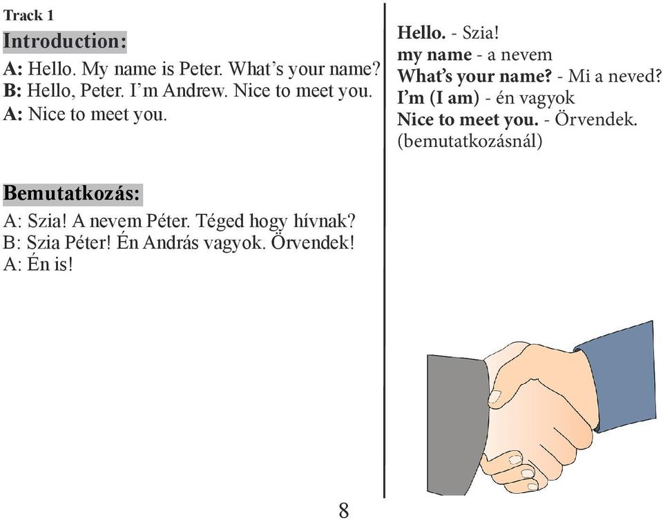 - Mi a neved? I m (I am) - én vagyok Nice to meet you. - Örvendek.