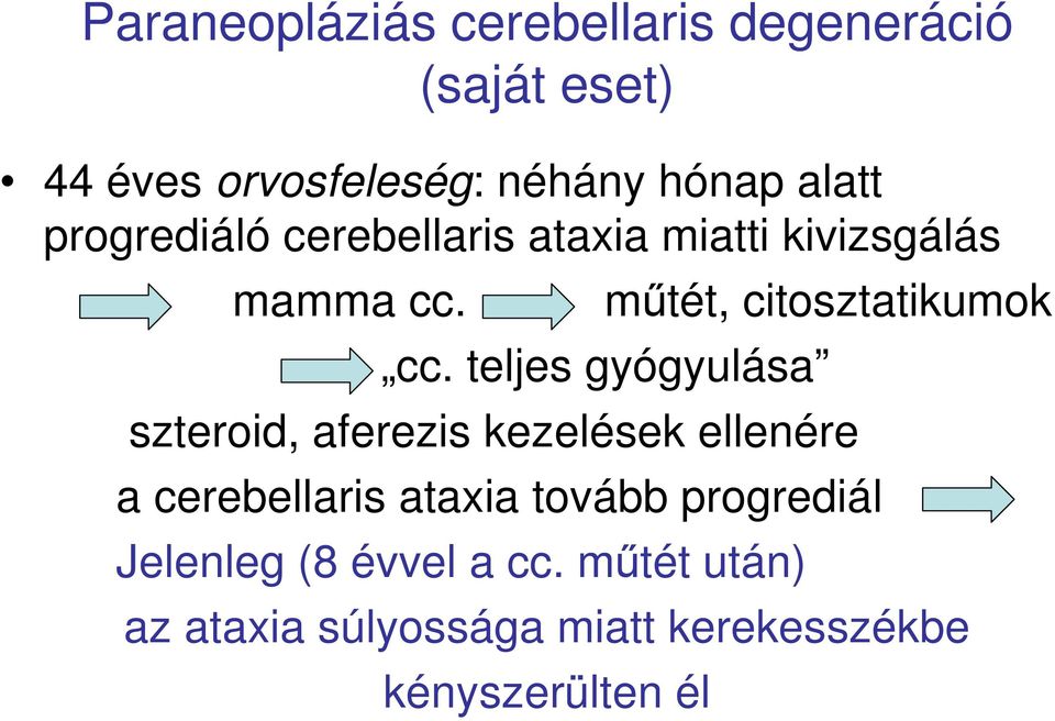 teljes gyógyulása szteroid, aferezis kezelések ellenére a cerebellaris ataxia tovább