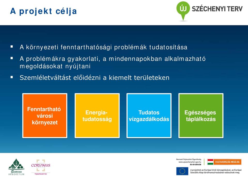 nyújtani Szemléletváltást előidézni a kiemelt területeken Fenntartható