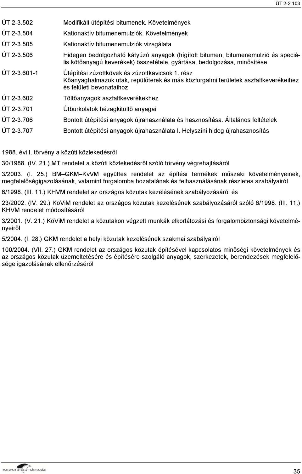 minősítése Útépítési zúzottkövek és zúzottkavicsok 1.