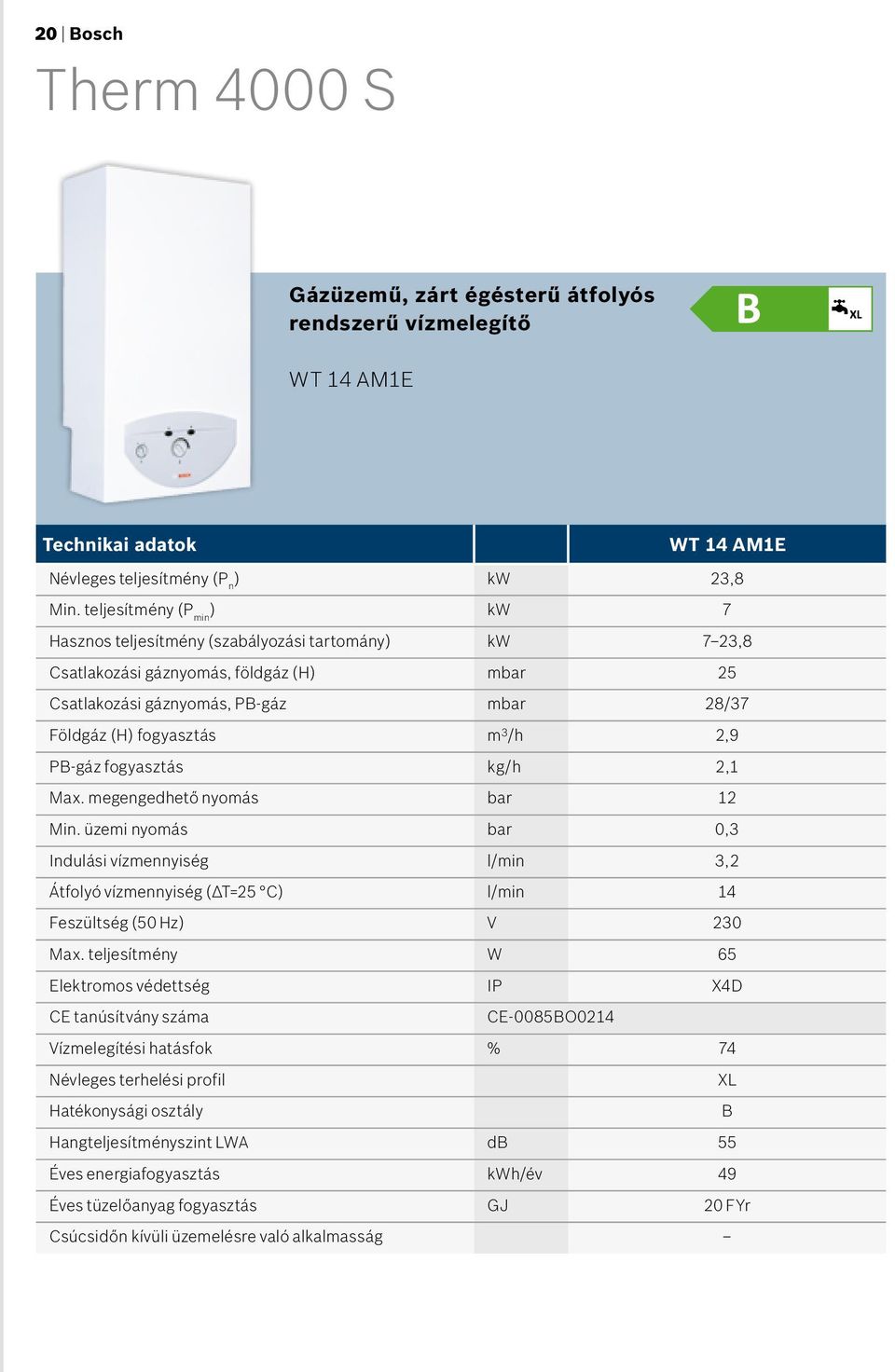 2,9 PB-gáz fogyasztás kg/h 2,1 Max. megengedhető nyomás bar 12 Min. üzemi nyomás bar 0,3 Indulási vízmennyiség l/min 3,2 Átfolyó vízmennyiség ( T=25 C) l/min 14 Feszültség (50 Hz) V 230 Max.