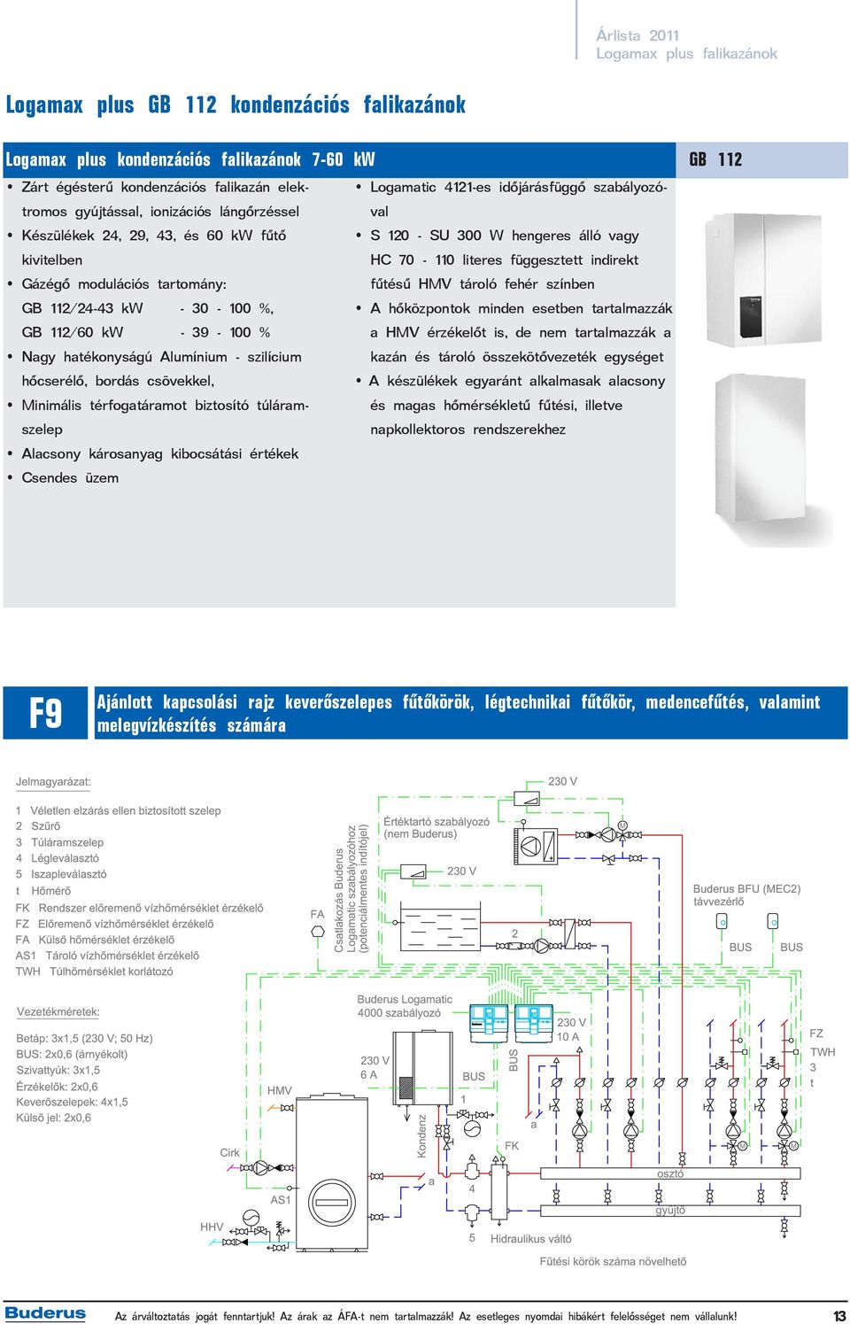 fûtésû HMV tároló fehér színben GB 112/24-43 kw - 30-100 %, A hõközpontok minden esetben tartalmazzák GB 112/60 kw - 39-100 % a HMV érzékelõt is, de nem tartalmazzák a Nagy hatékonyságú Alumínium -