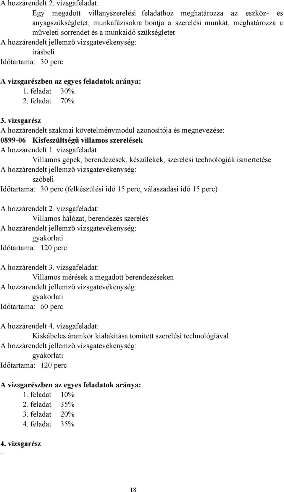 szükségletet A hozzárendelt jellemző vizsgatevékenység: írásbeli Időtartama: 30 perc A vizsgarészben az egyes feladatok aránya: 1. feladat 30% 2. feladat 70% 3.