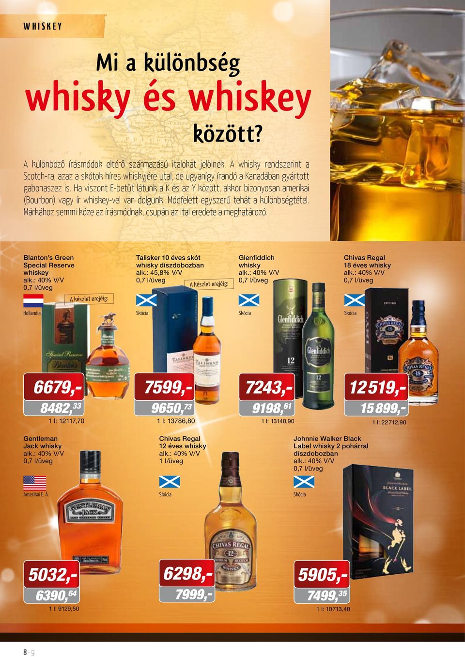Ha viszont E-betűt látunk a K és az Y között, akkor bizonyosan amerikai (Bourbon) vagy ír whiskey-vel van dolgunk. Módfelett egyszerű tehát a különbségtétel.