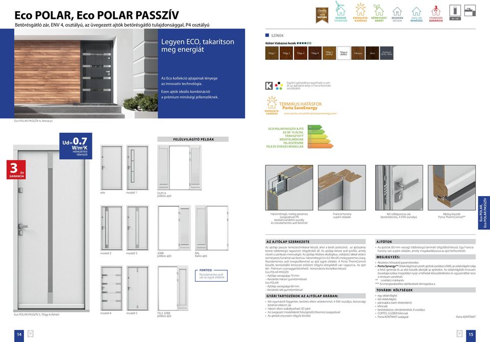 technológia. Ezen ajtók ideális kombinációi a prémium minőségi jellemzőknek. ENERGIATA- KARÉKOS Egyéni igényekhez igazítható a szín és az ajánlatot kérje a Porta Kontrakt osztályától.