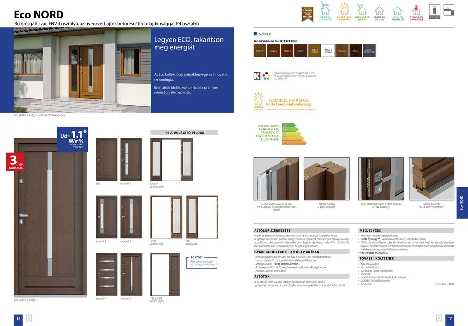 energiát Kültéri Vízbázisú festék 1 2 3 4 5 (arany) 6 (fehér) Tabacco Nero Antracyt (RAL 7024) Az Eco kollekció ajtajainak lényege az innovatív technológia.