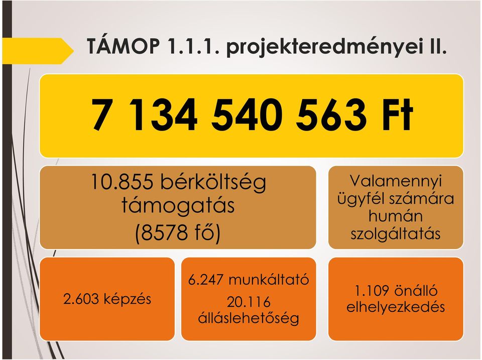 855 bérköltség támogatás (8578 fő) Valamennyi ügyfél