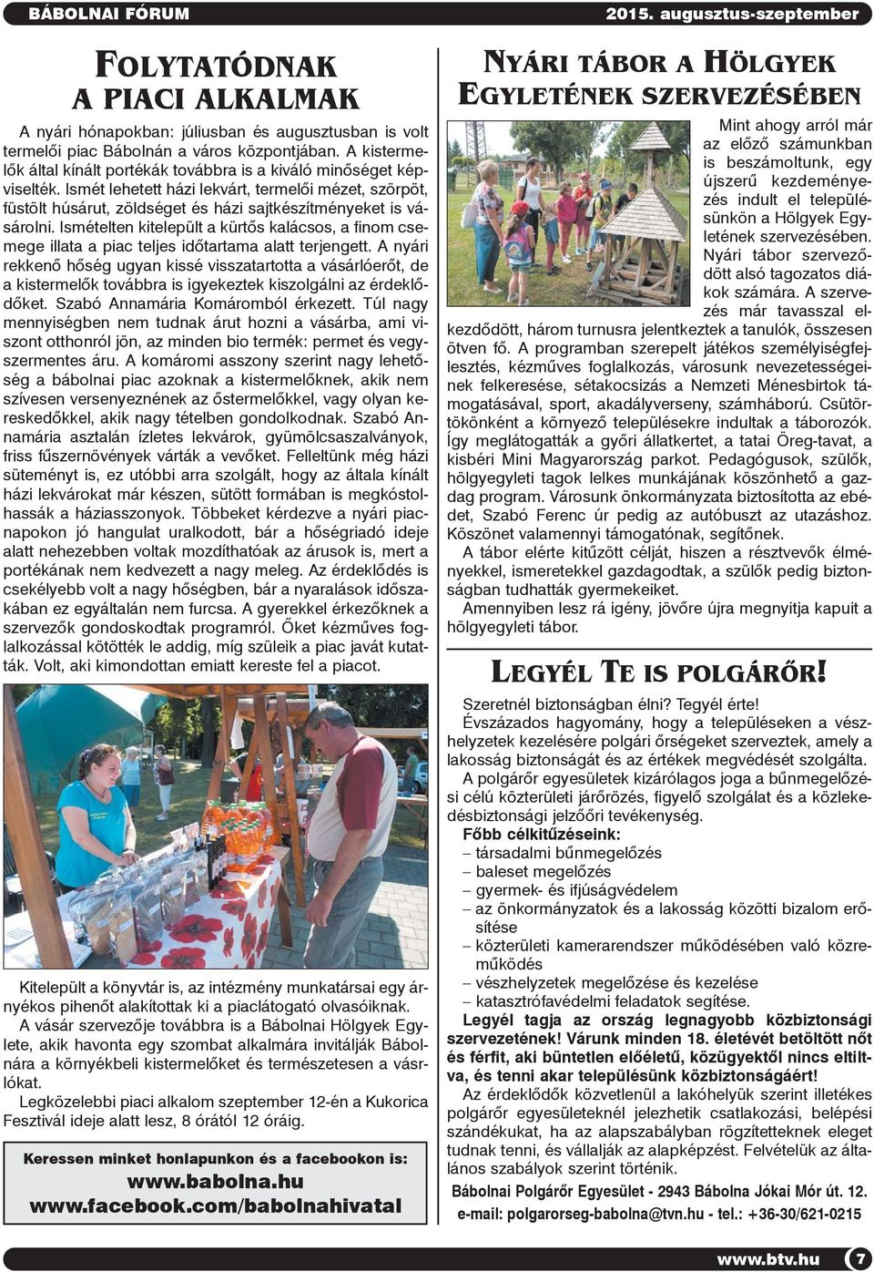 FÓRUM. Bábolna Város Önkormányzatának havonta megjelenõ lapja. 26. évfolyam  8-9. szám. - PDF Free Download