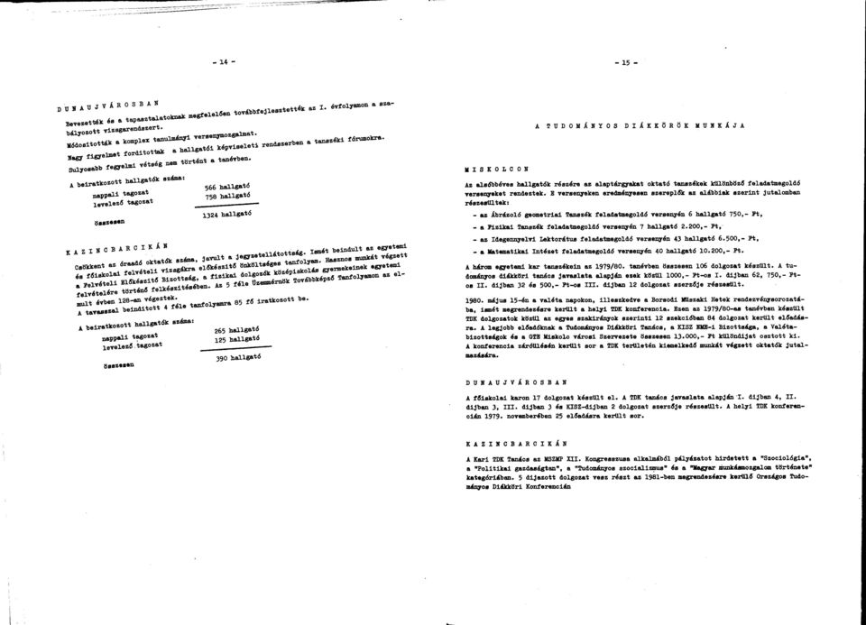 Hsznos munkát végzett Felvételi Előkészíti Bizottság, fiziki dolgozók középiskolás gyermekeinek egyetemi felvételére történi felkészítésében.