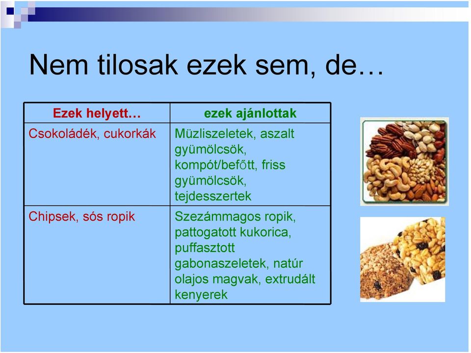 kompót/befőtt, friss gyümölcsök, tejdesszertek Szezámmagos ropik,