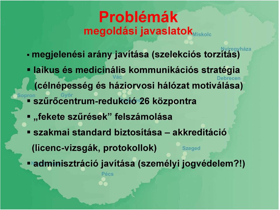 szűrőcentrum-redukció 26 központra fekete szűrések felszámolása szakmai standard