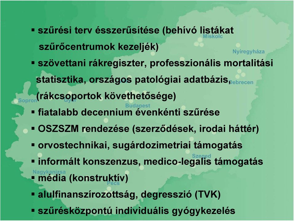 szűrése OSZSZM rendezése (szerződések, irodai háttér) orvostechnikai, sugárdozimetriai támogatás informált