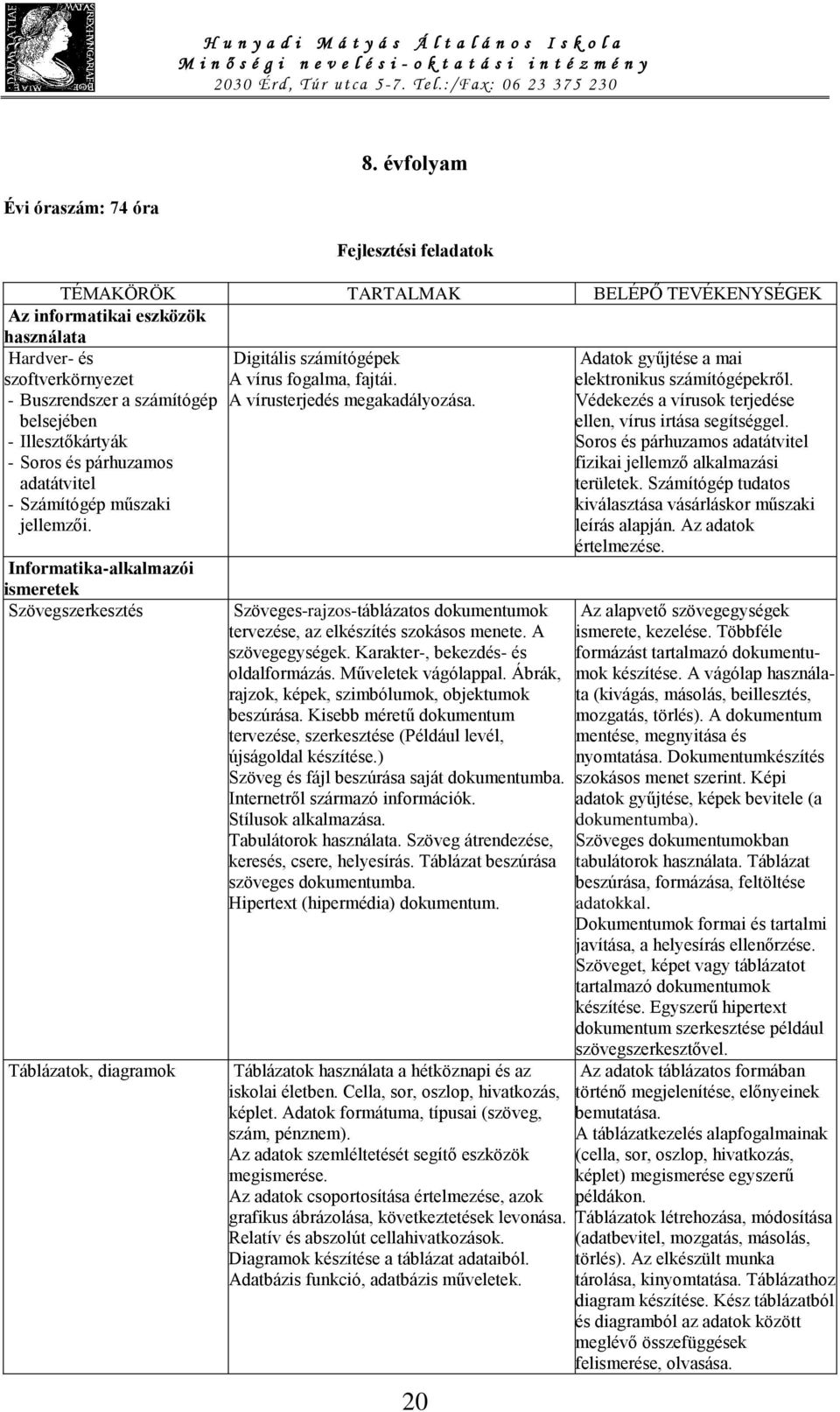 Informatika-alkalmazói ismeretek Szövegszerkesztés Táblázatok, diagramok Digitális számítógépek A vírus fogalma, fajtái. A vírusterjedés megakadályozása.