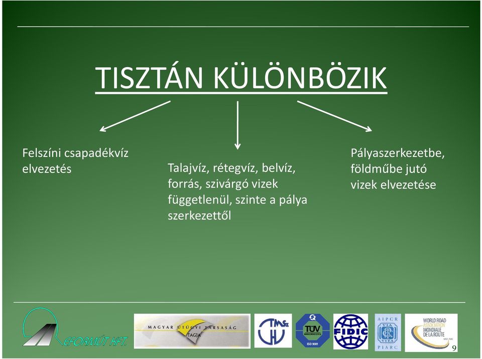 szivárgó vizek függetlenül, szinte a pálya