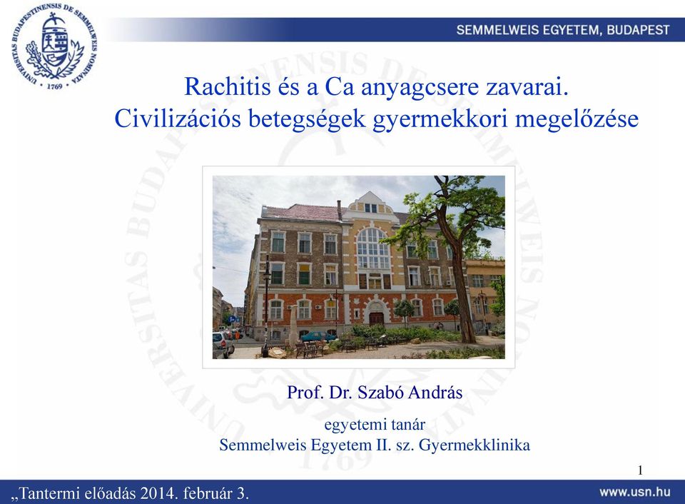 Tantermi előadás 2014. február 3. Prof. Dr.