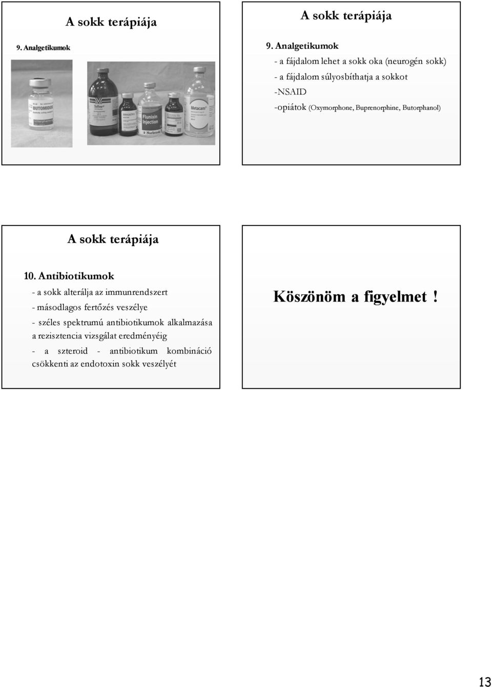 -opiátok (Oxymorphone, Buprenorphine, Butorphanol) 10.